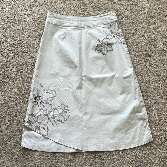 Lole Asymmetrical Midi Skirt W’s 2 Neutral Artsy Cotton Blend Flower Graphic - Picture 9 of 11